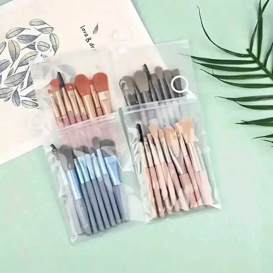 Portable Mini Multipurpose Makeup Brush Set 8Pcs Professional Cosmetic Tool For Blush Eyeshadow Concealer Travel Daily Makeup Supply