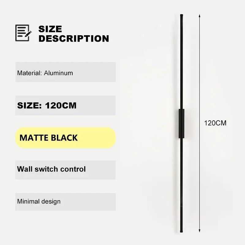 Modern LED Wall Lamp Bedroom Decoration Indoor Fixture Living Minimalist Lines Black Light Sconces Stair Hallway Wall Lights