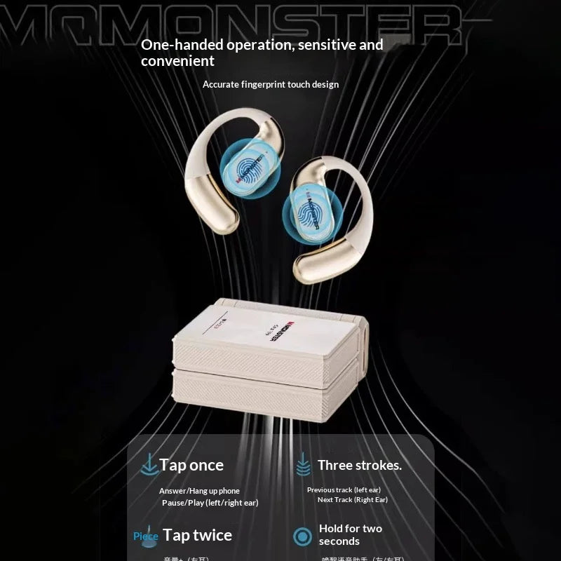 Monster AC530 Wireless Earbuds Waterproof Earhook Sports Headphones with ENC Noise Cancellation Double Fold Design