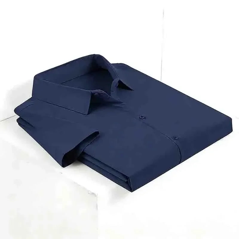 Casual Light Blue Short Sleeve Button Up Shirt for Men Versatile Collared Dress Shirt for Spring & Summer