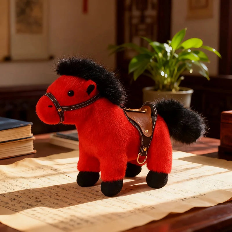 13/22cm High Quality Plush Steed Toy with Saddle Cute Plush Horse Doll Lovely Stuffed Animal Pony Bag Charm