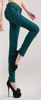 Women's Candy Color Pants Pencil Trousers Spring Autumn Elegant Office Mid Waist Pants For Women Slim Skinny Jeans Pants Female