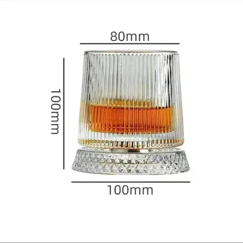 2026 New Whiskey Glasses Rotating Whisky Glass With Glass Base 360 Rotate Degrees Crystal Rum Glass For Cocktail Party Drinking