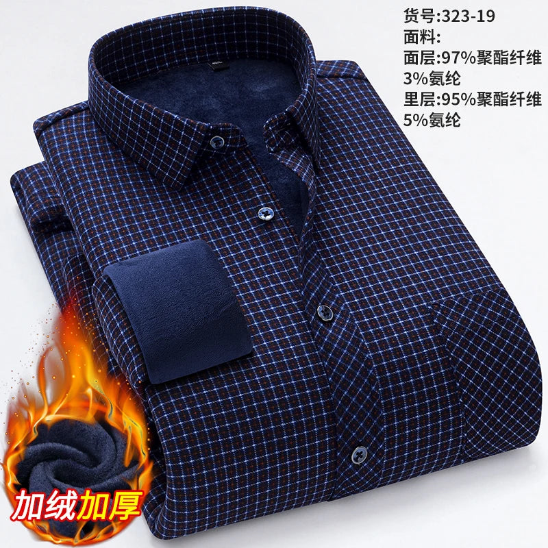 New Men's Autumn Winter Casual Long Sleeve Plaid Shirts Thick Warm Male Casual High Quality Soft Plus Size Business Check Shirts