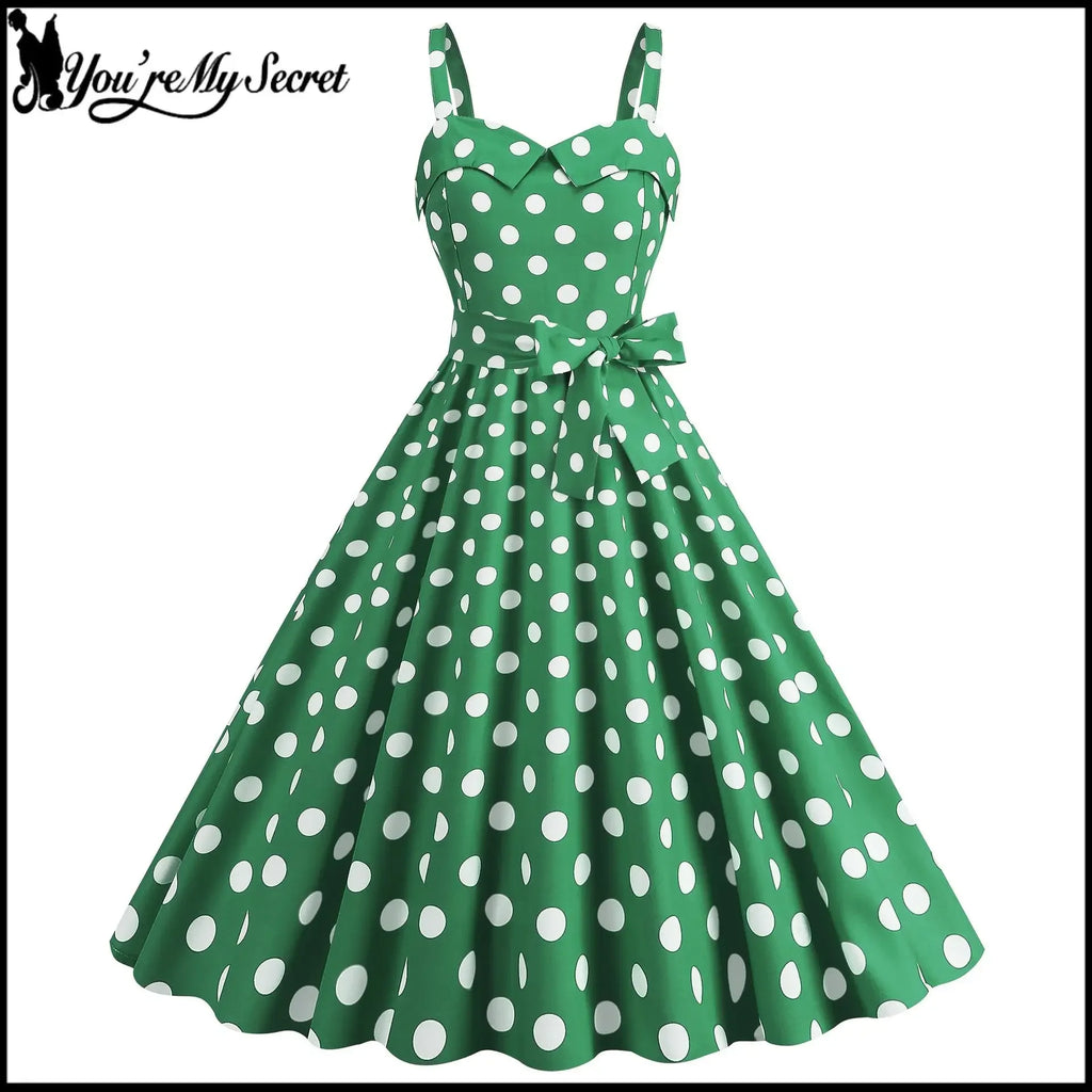 Vintage Classical Polka Dot Printed Dress Women's Sexy Sling Strap Wrap Chest Dress Valentine's Day Streetwear Spring Summer