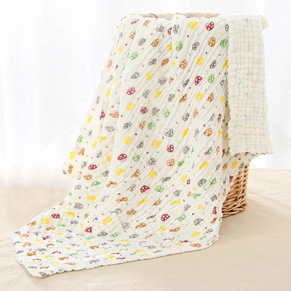 6 Layer Cotton Muslin Baby Blankets Thick Soft and Breathable Designed for Newborns Comfortable in Air Conditioned Environments