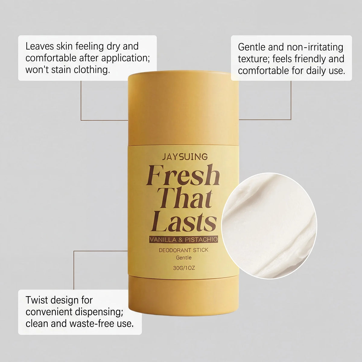 Jaysuing Vanilla Deodorant Antiperspirant Stick 48H Sweat Odor Underarm Body Bad Odor Remove Refresh Portable Dry Antiperspirant