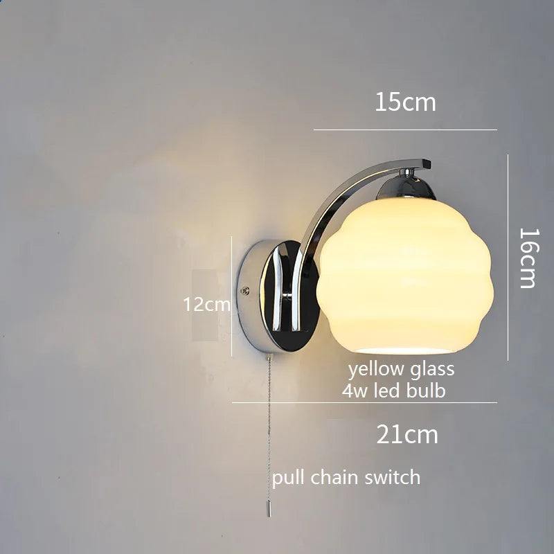 IWHD Milky Glass Ball LED Wall Lamp Sconce Iron Wrount Bedroom Living Room Bathroom Mirror Light Nordic Modern Wandlamp Applique