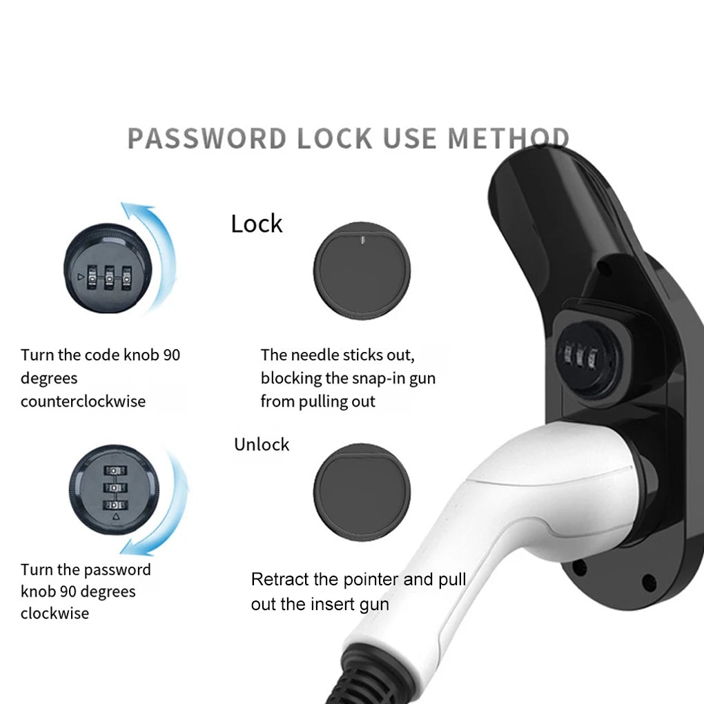 EV Charger TYPE 2 Holder with lock Hang Cable Hook For Electric Car Wall Mount Charger Bracket Connector
