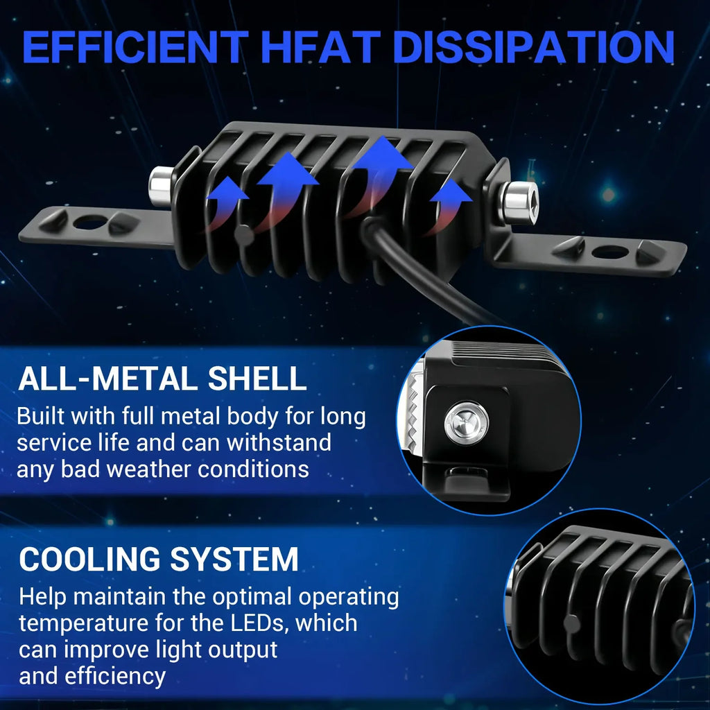 2/4 LED Motorcyle Car Grille Spotlight Projector Len Light  Driving Light, Truck Off-road Vehicle High Brightness  Driving Light