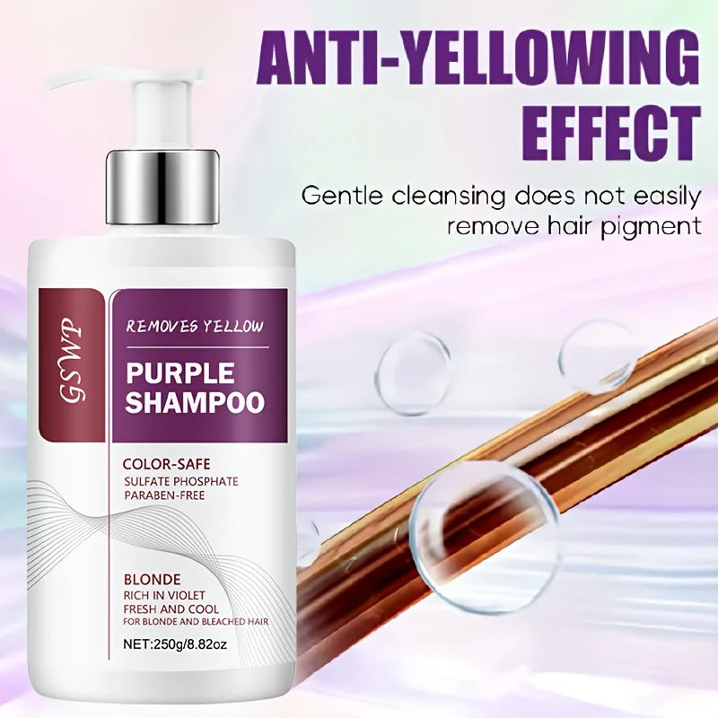 GSWP Yellow-Purple Color-Removing Shampoo, Deeply Cleanses, Moisturizes Hair, Neutralizes Brassy Tones, Protects Dyed Hair. 250g