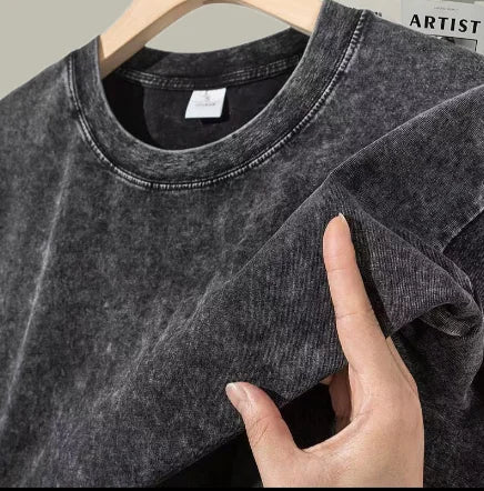 Washed T-shirt Solid Color Mineral Wash Blank Graphic Tee Oversized Loose Short Sleeve Unisex Hip Hop Streetwear Tops