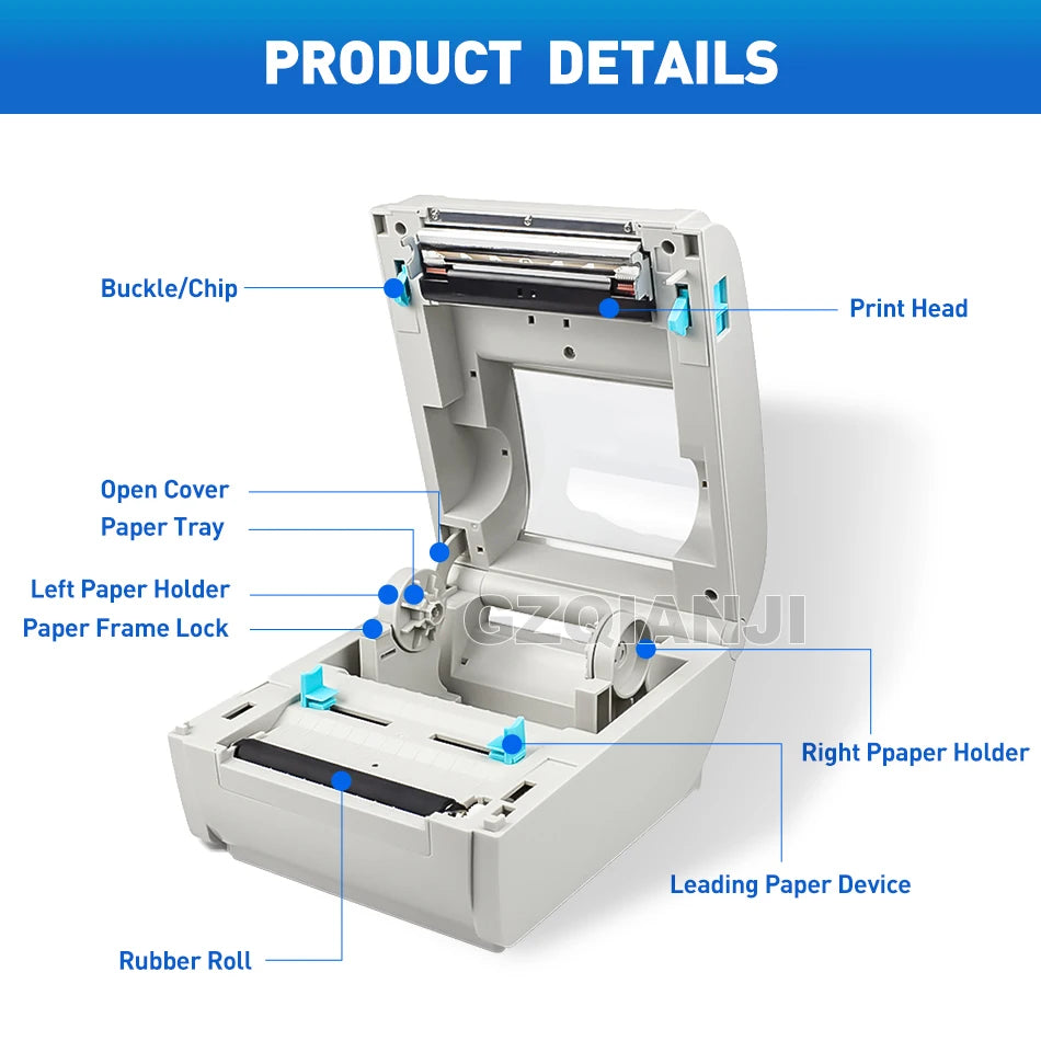 4x6inch Shipping Thermal Label Printer Portable No Ink Required 203DPI for Small Business USB High Speed Express Airway Bill ﻿