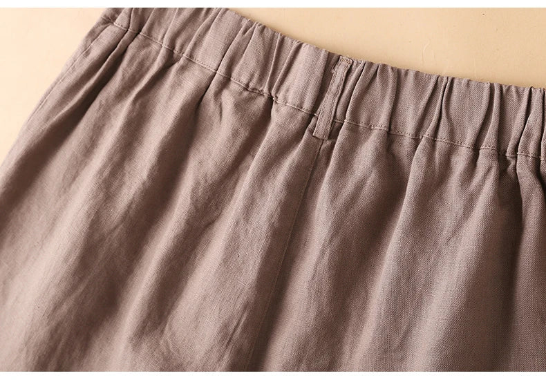 Casual Linen Wide Leg Short Pants Women Summer Loose Fit Thin Cotton Linen Five-Point Pure Color Versatile High Waist Shorts