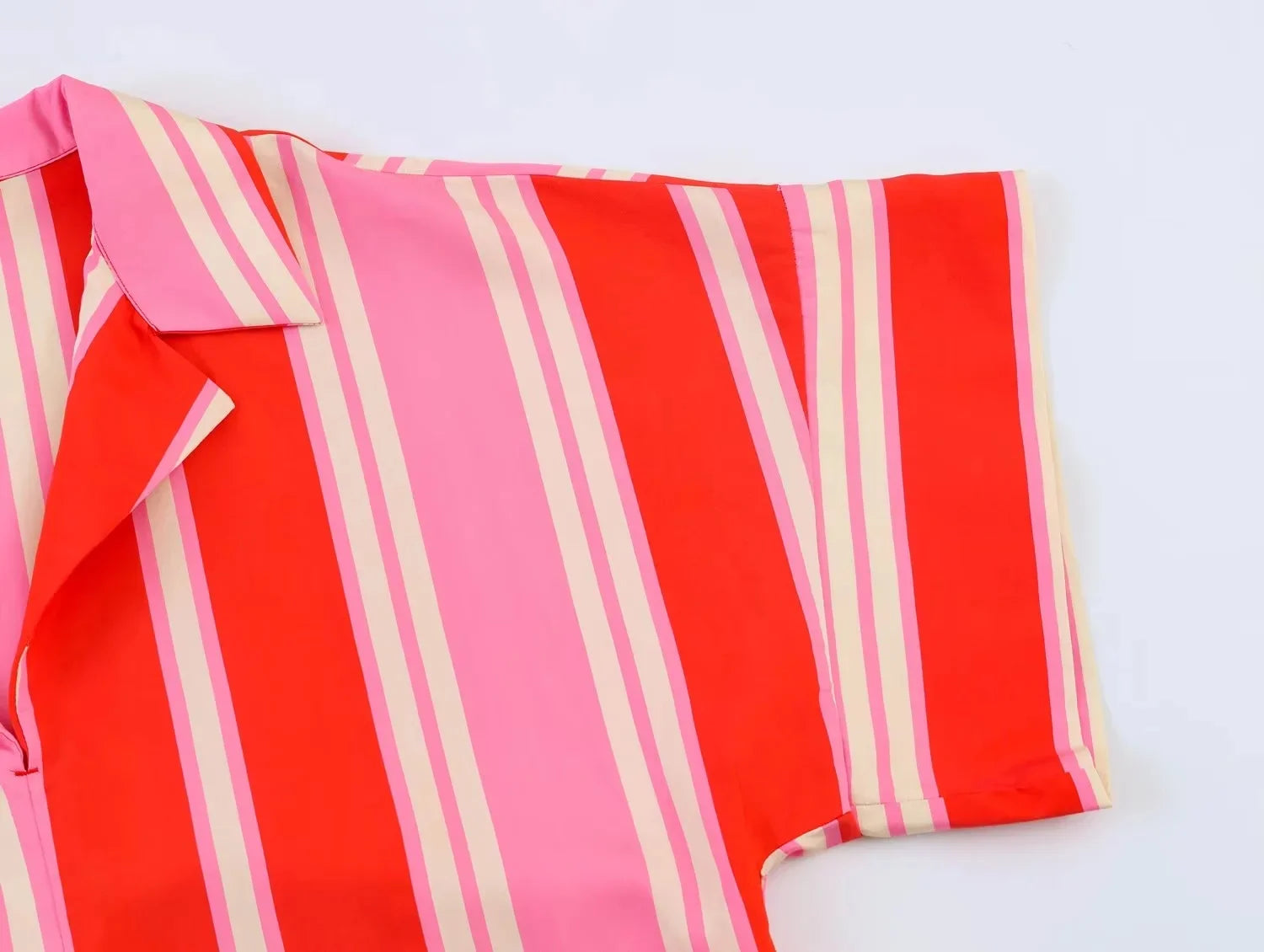 BSAY 2026 Women's Striped 2-Piece Outfit Short Sleeve Shirt Top + Elastic Waist Wide Leg Pants Set Casual Summer Matching Sets