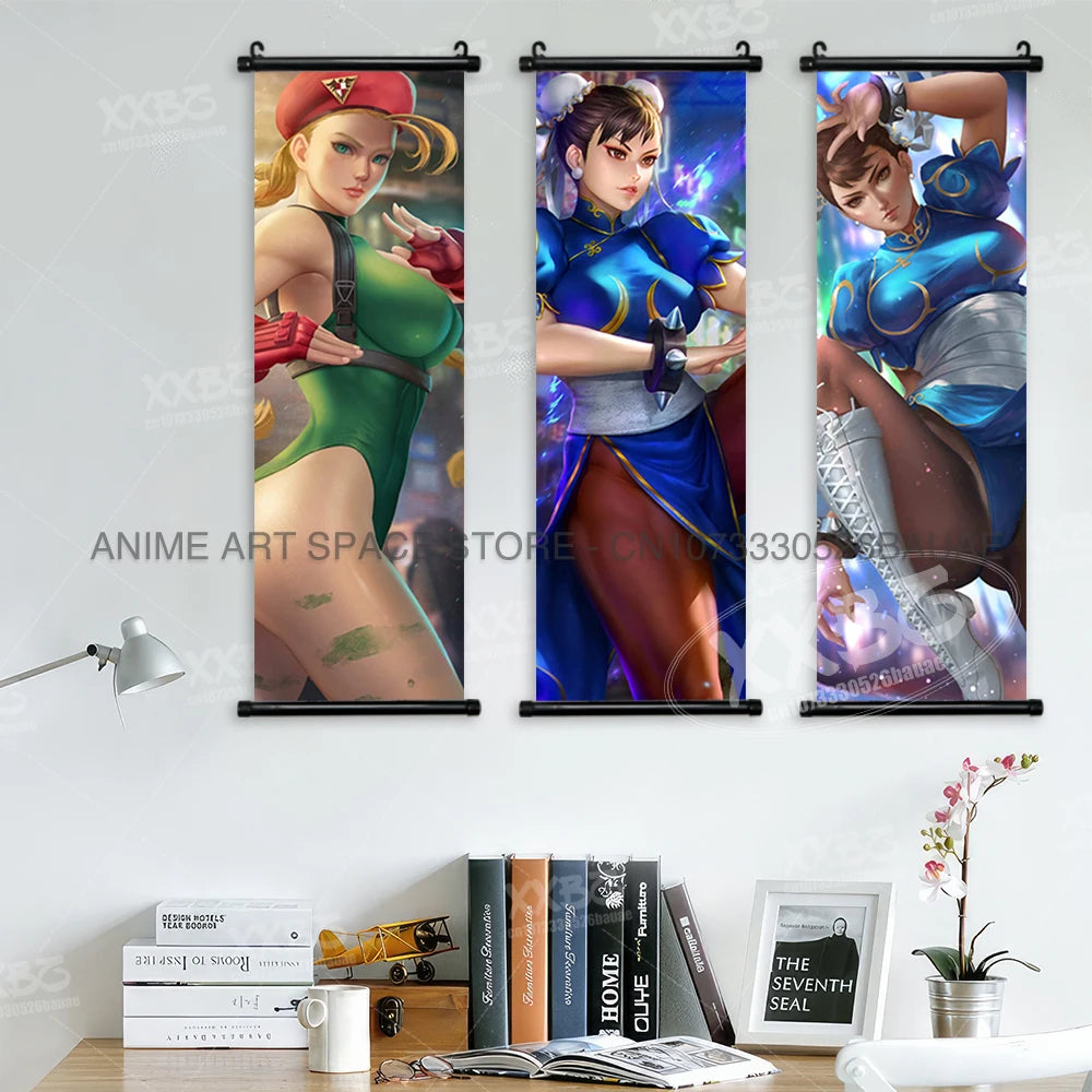 Street Fighter Hanging Painting Fighting Game Wall Artwork Gouken Scrolls Picture Sakura Kasugano Print Canvas Poster Home Decor