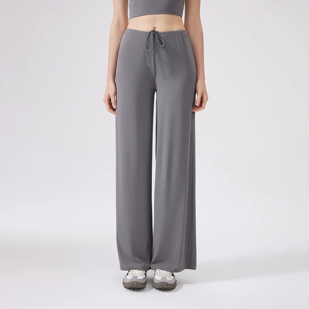 Women's Buttery Soft Wide Leg Yoga Pants - Elastic Waist, Cooling Breathable, Natural Drape Straight Leg Workout Pants