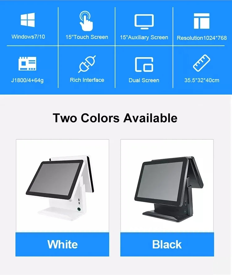 All-in-one Touch Screen POS Cash Register For Supermarket Cashier With Windows/Android OS
