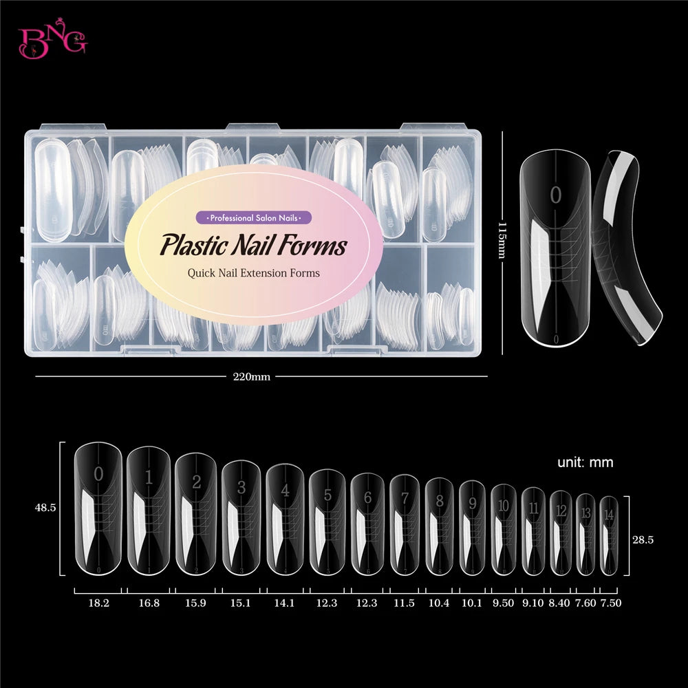 BNG Wide Size Dual Forms Nails Square Coffin Almond Nail Extension Mold False Nail Tips UV Gel Quick Building Mold Manicure Tool