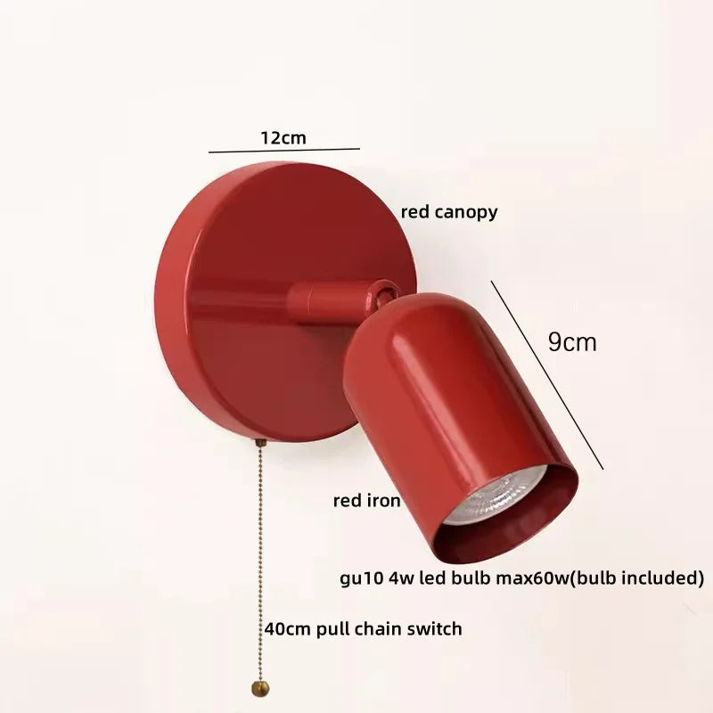 IWHD Nordic Modern LED Wall Lamp Sconce Pull Chain Switch Bedroom Living Room Corridor Cream Style Stair Light Fixture Luminaria