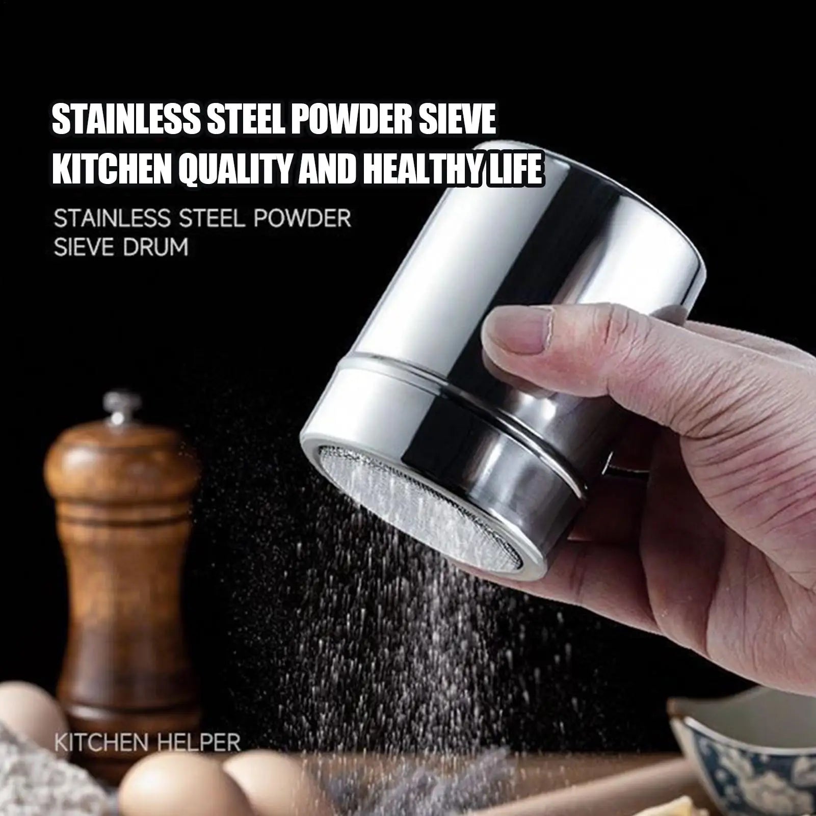 S/M/L Powder Sprinkler Bottle Stainless Steel Flour Sifter And Shaker Bottle Kitchen Gadgets Powder Shaker For Salt Sugar Cocoa