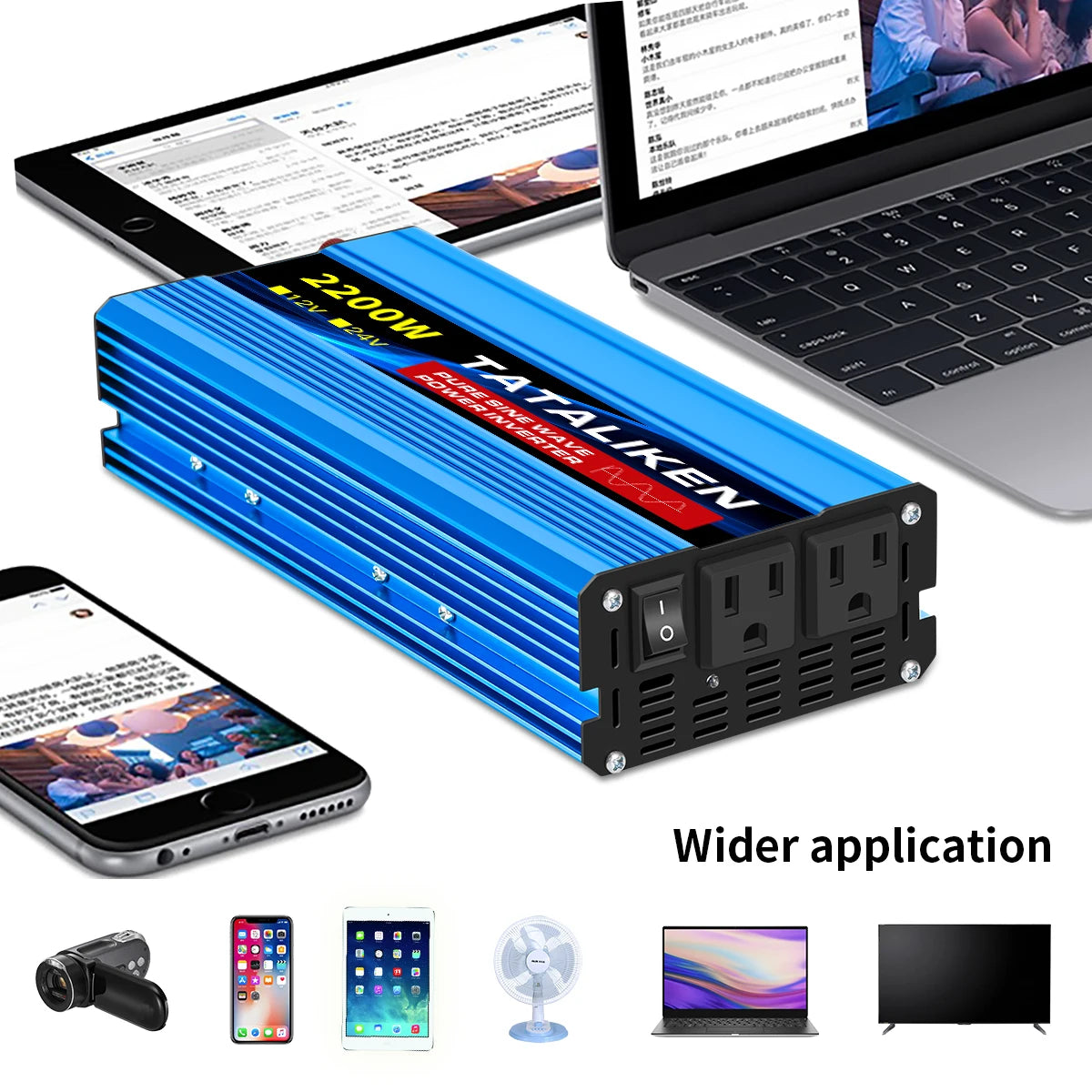 12V24V  To 110V AC Pure Sine Power Inverter 16000W 4000W  Power 60HZ  Converter Car Accessories Solar With LED And US Socket