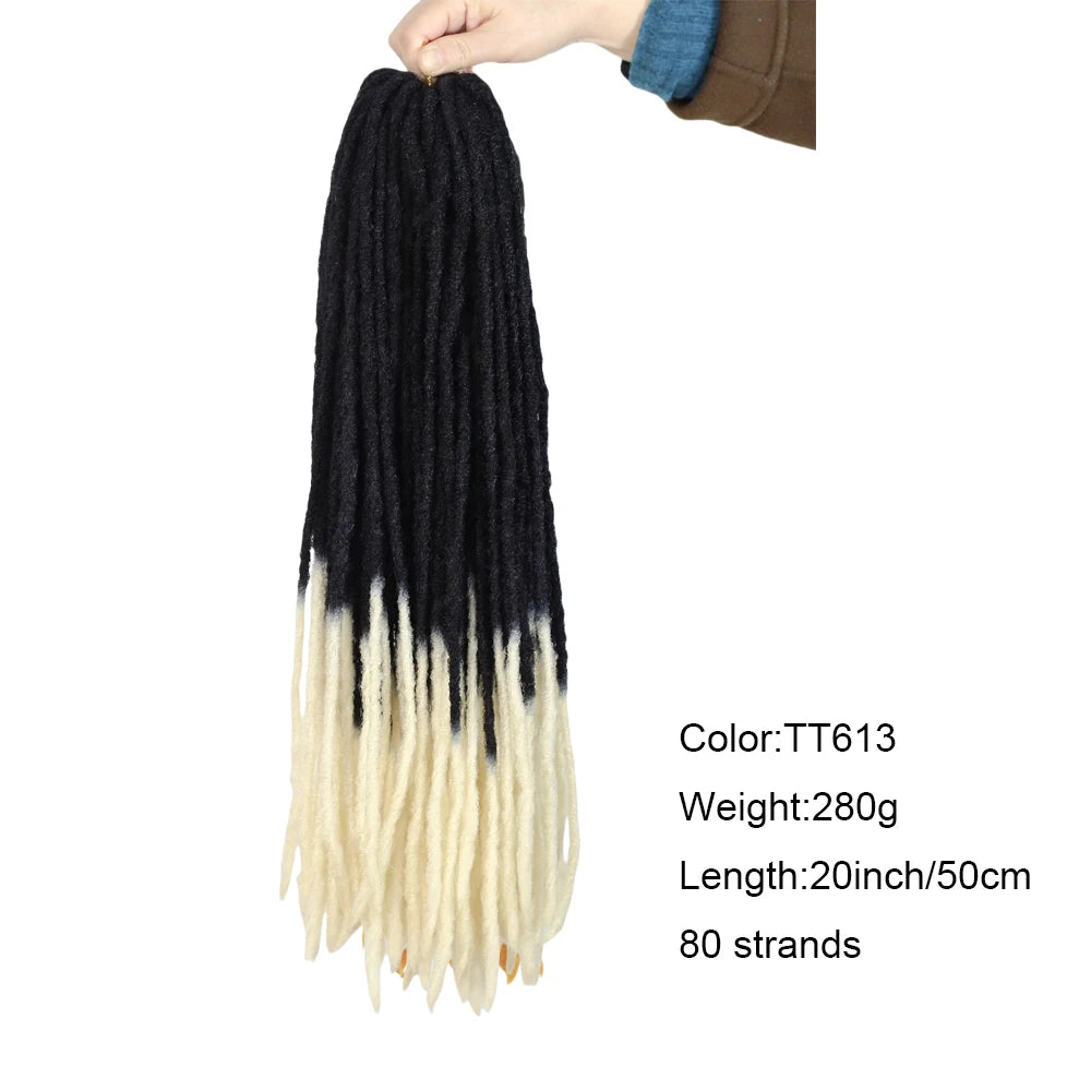 20 Inch Ombre Pro Locks Crochet Hair Extensions Soft Synthetic Dreadlocks 40 Stands Pack Women's Braiding Hair