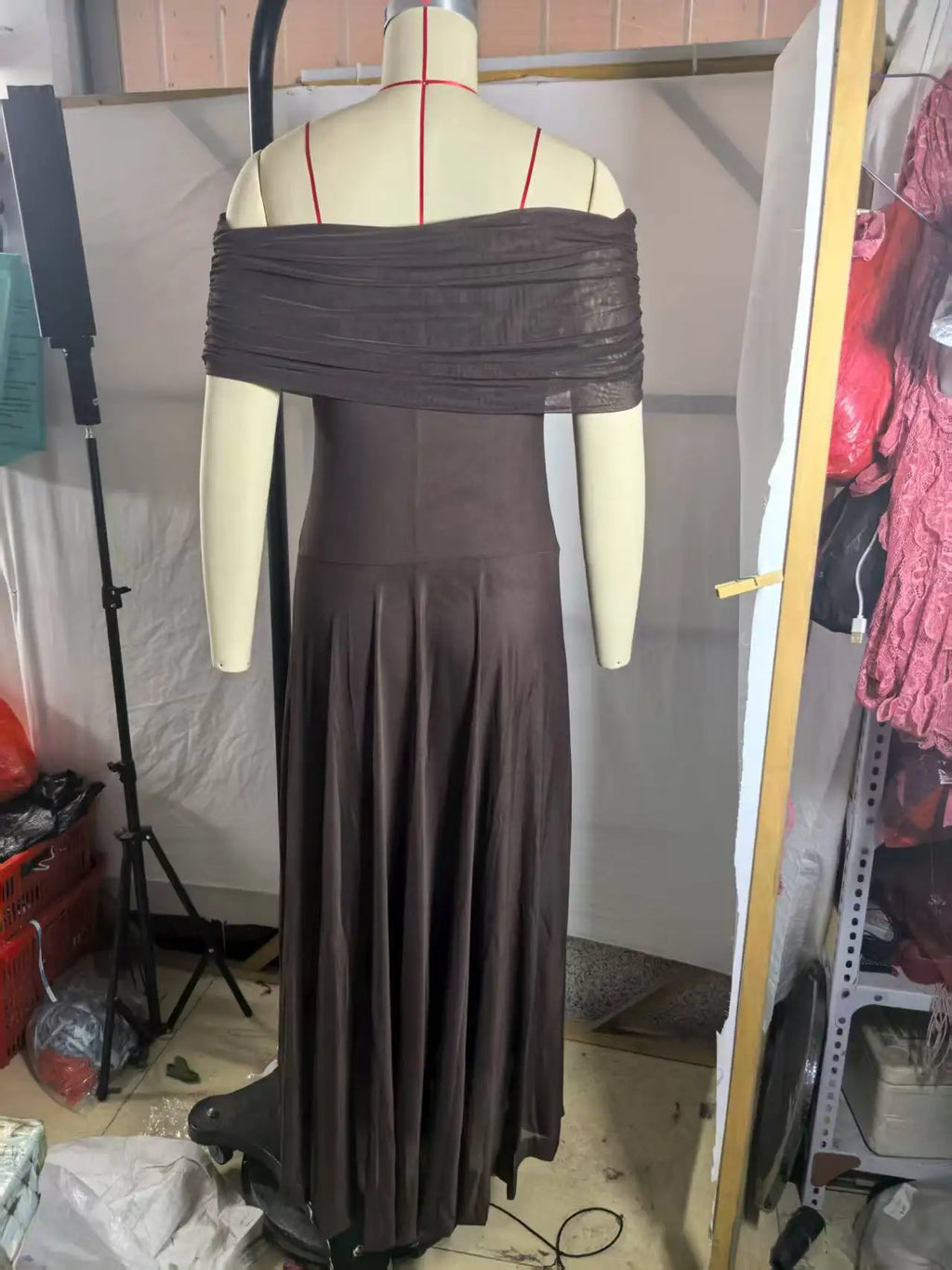 European and American Women's Clothing Tube Top Mesh Stitching Slim Temperament Dress Perspective 2025 Autumn New Models