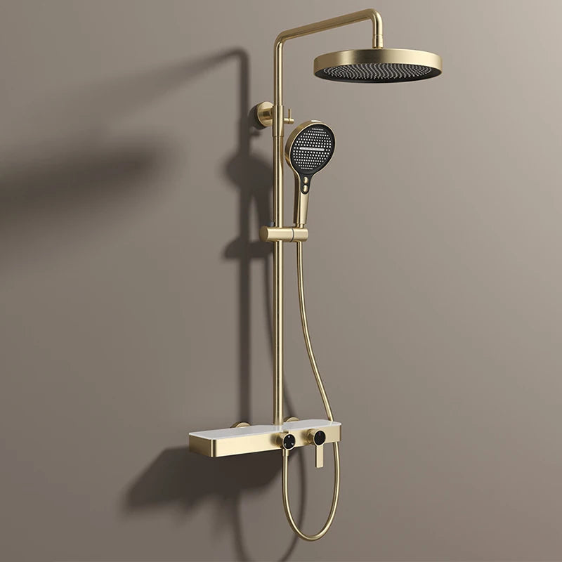 Gray Bathroom Shower System Set Multifunctional Knobbed Triple Function Water Outlet Hot and Cold Control Pressurized Shower Set