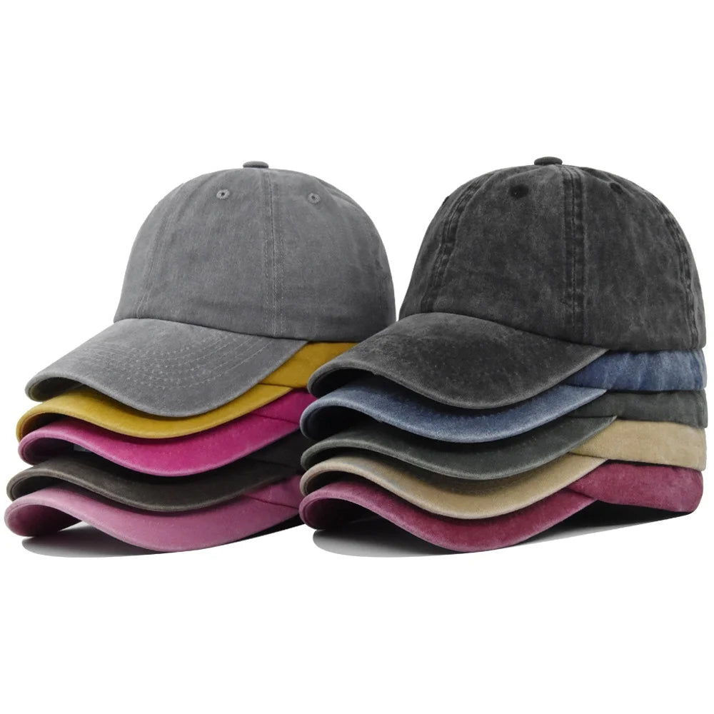 Unisex Baseball Cap Washed Adjustable Sun Hat Soft Top Peaked Hat Men Women Trucker Hat Vintage Outdoor Running Hat Adjustable