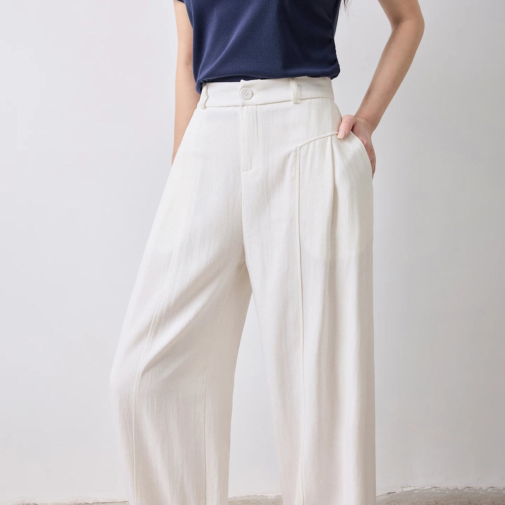 TOYOUTH Women Wide Leg Pants Summer 2026 Textured 3D Pleated Design Hip Covering Loose Breathable Comfortable Casual Daily Style