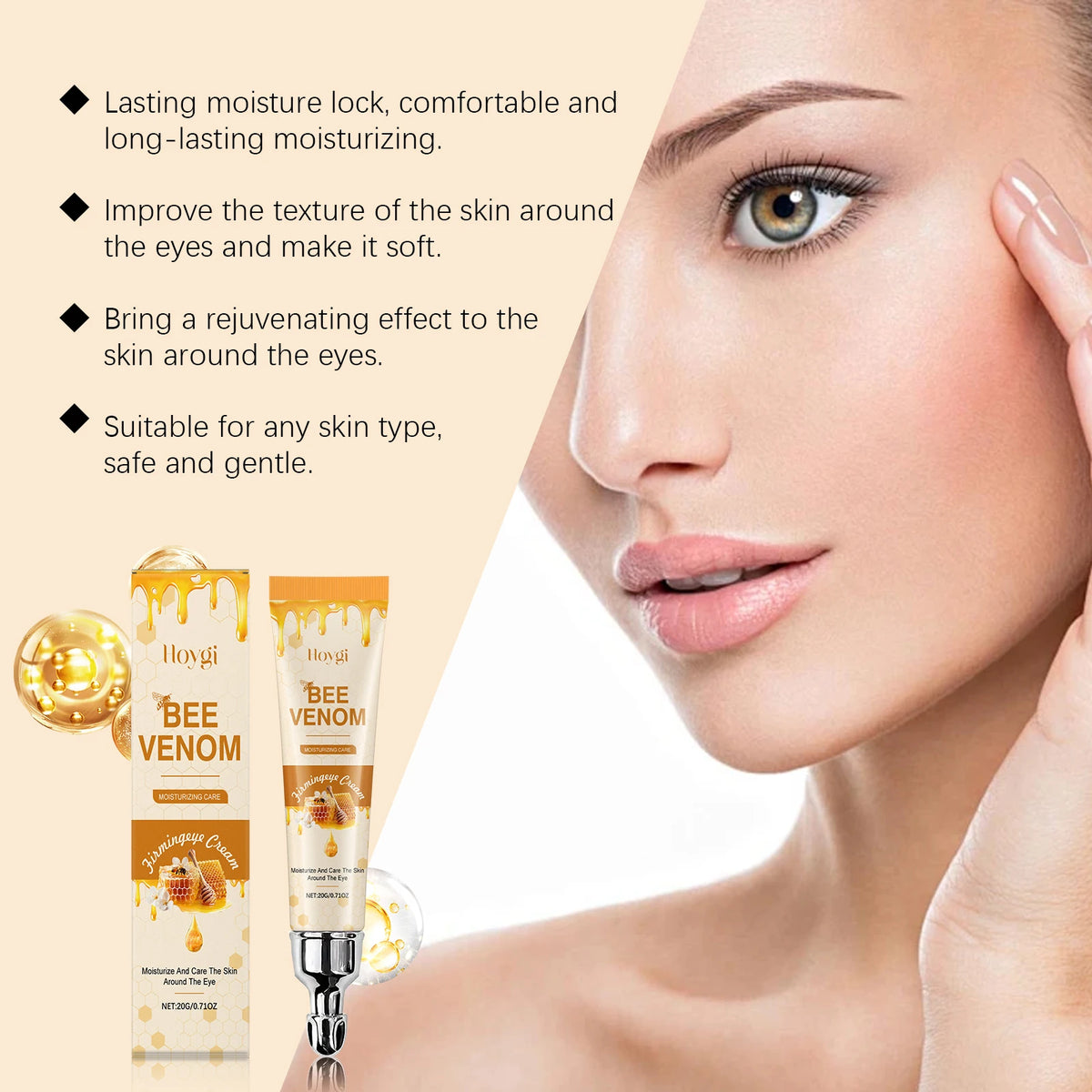 Bee Venom Eyes Cream Massage Under Eyes Dark Circles Remove Reduce Eye Fine Lines Increase Elasticity Moisturizing Eye Skin Care