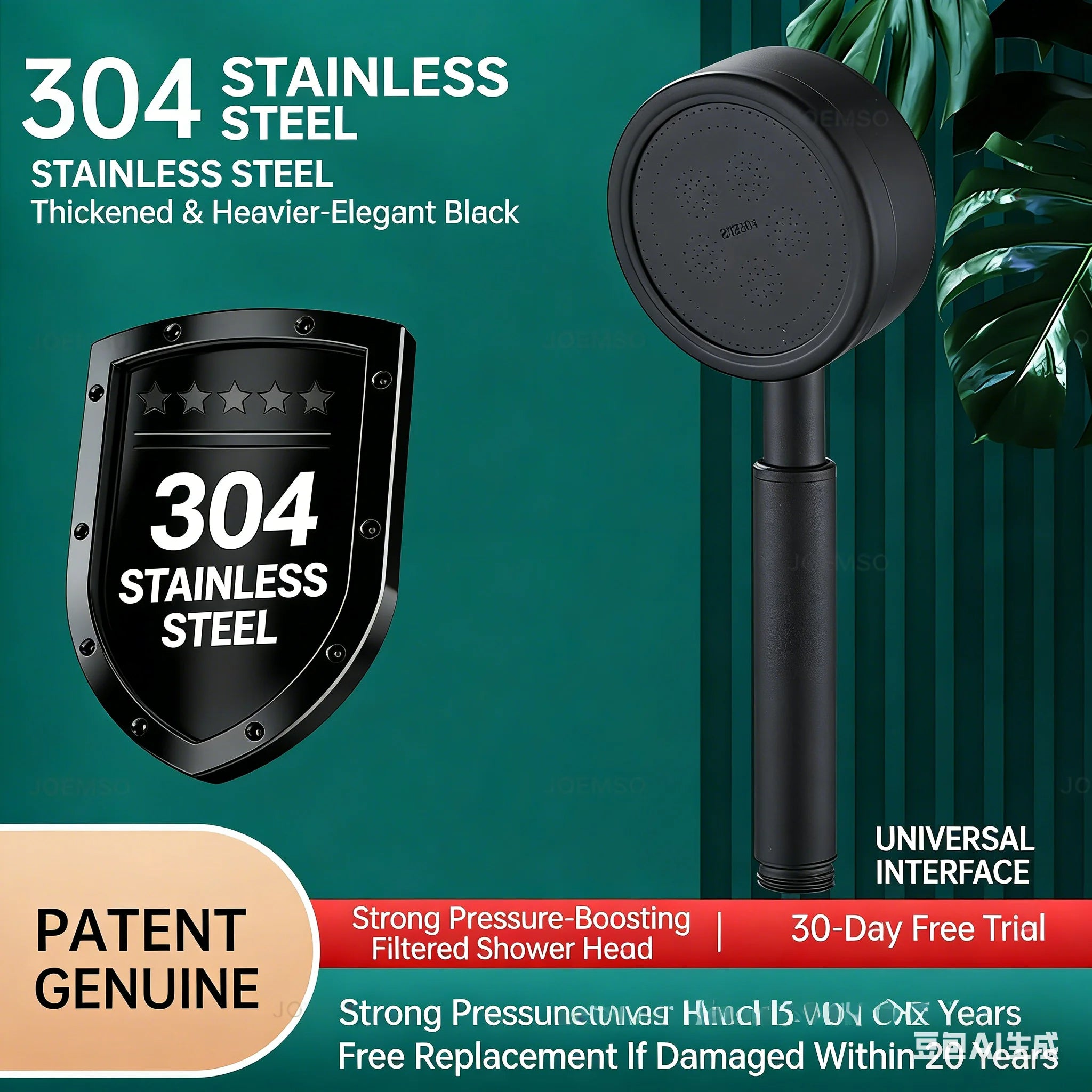 304 stainless steel shower head, handheld shower head for bathroom bathing, bathroom shower head