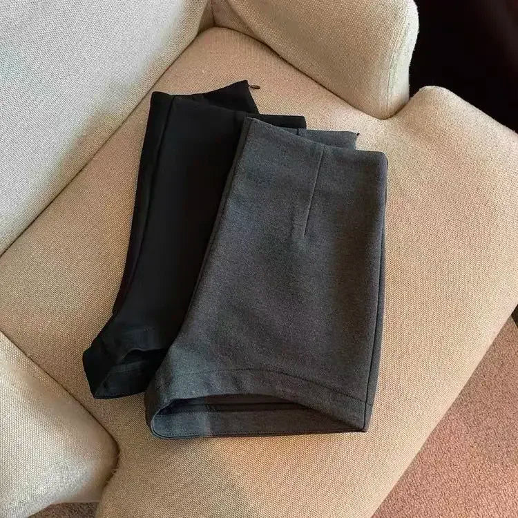 Short Pants Women Black Grey Suits Pantalones Cortos De Mujer Autumn New Slim High Waist Wide Leg Shorts Femme Y2k