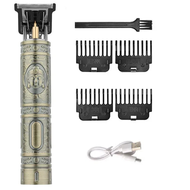 T9 Hair Trimmer for Men Cordless Beard Clipper 4 Guide Combs Brush USB C Cable Silent Operation Shaver Home Haircut Tool Kit
