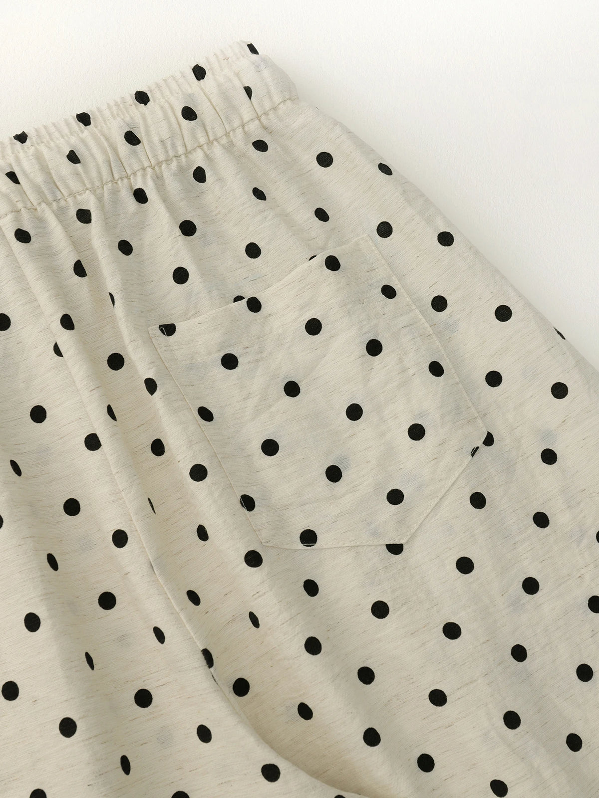 Linen Polka Dot Wide-Leg Pants for Women's Summer, Thin High-Waisted Loose and Laid-Back Style Yamamoto Pants, Casual Straight-L
