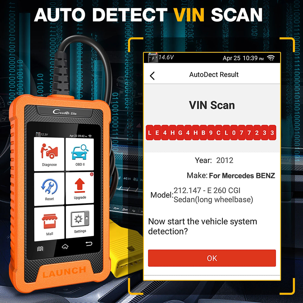 LAUNCH X431 Creader Elite Car Diagnostic Tools Professional Full System TPMS 31+ reset Function Online Coding OBD2 Scanner