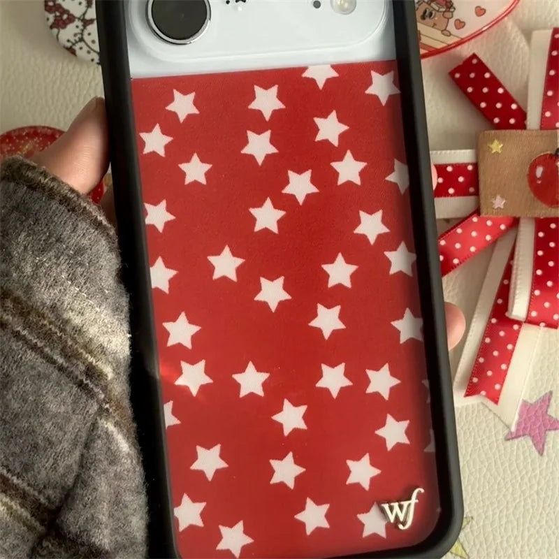 Wildflower Love sucker sucking disc strawberry Phone Case for iPhone 17 16 15 14 13 12 Pro Max Star suction cup Stickers Cover