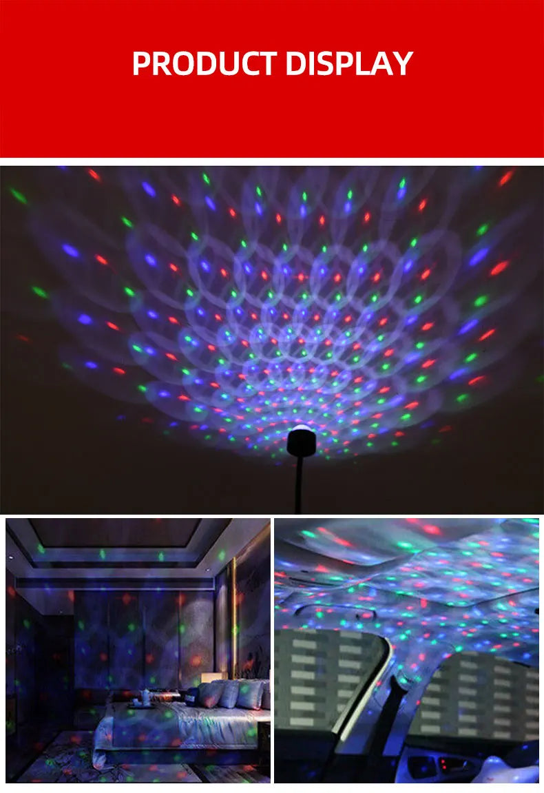 Car Romantic LED Starry Sky Night Light 5V USB Powered Galaxy Star Projector Lamp for Car Roof Room Ceiling Decor Plug and Play