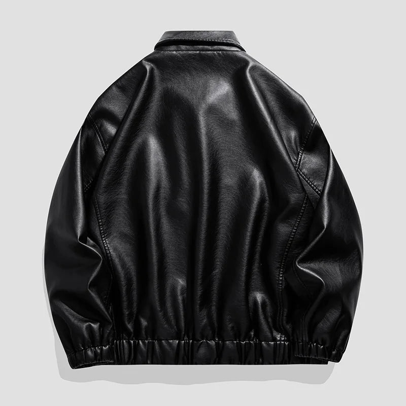 New Trendy Mens Leather Jacket Baseball Motorcycle Jacket American Style Autumn Windproof Leather Coat High Quality Fashion Coat
