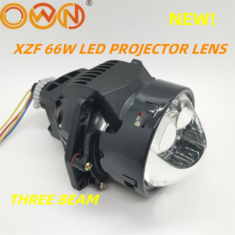 OWN 66W XZF THREE BEAM BI LED PROJECTOR LENS 3" EASY INSTALLTION MOUNTING,  A3 BILED LASER HIGH MAX