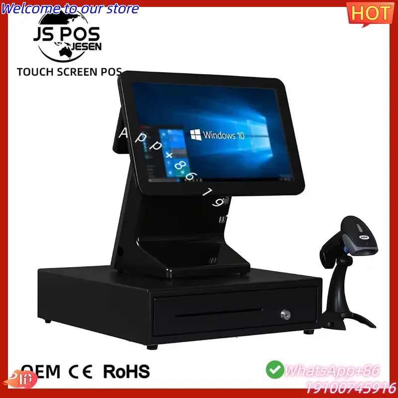 2026Hot All-in-One Point of Sale POS System 15.6" Touch Screen Cash Register Wholesale Multi-System for Cafes Hair Salons