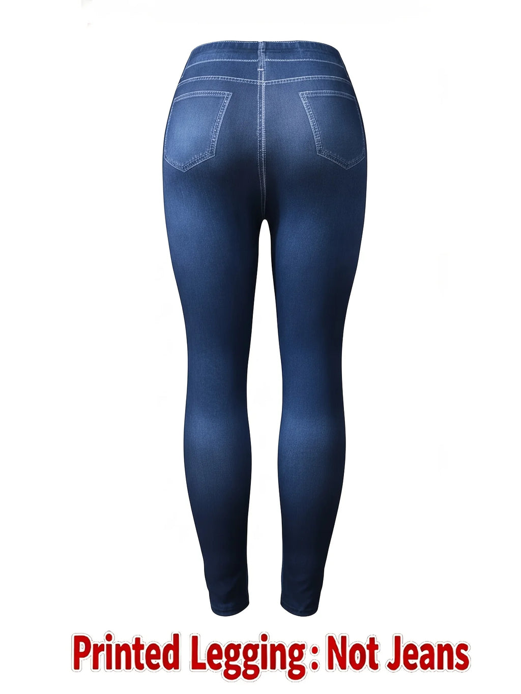 Women Printed Leggings Not Denim Fabric, Fake Pocket & Button Print Design Pants, High Elastic Fashion Slim Fit Skinny Casual