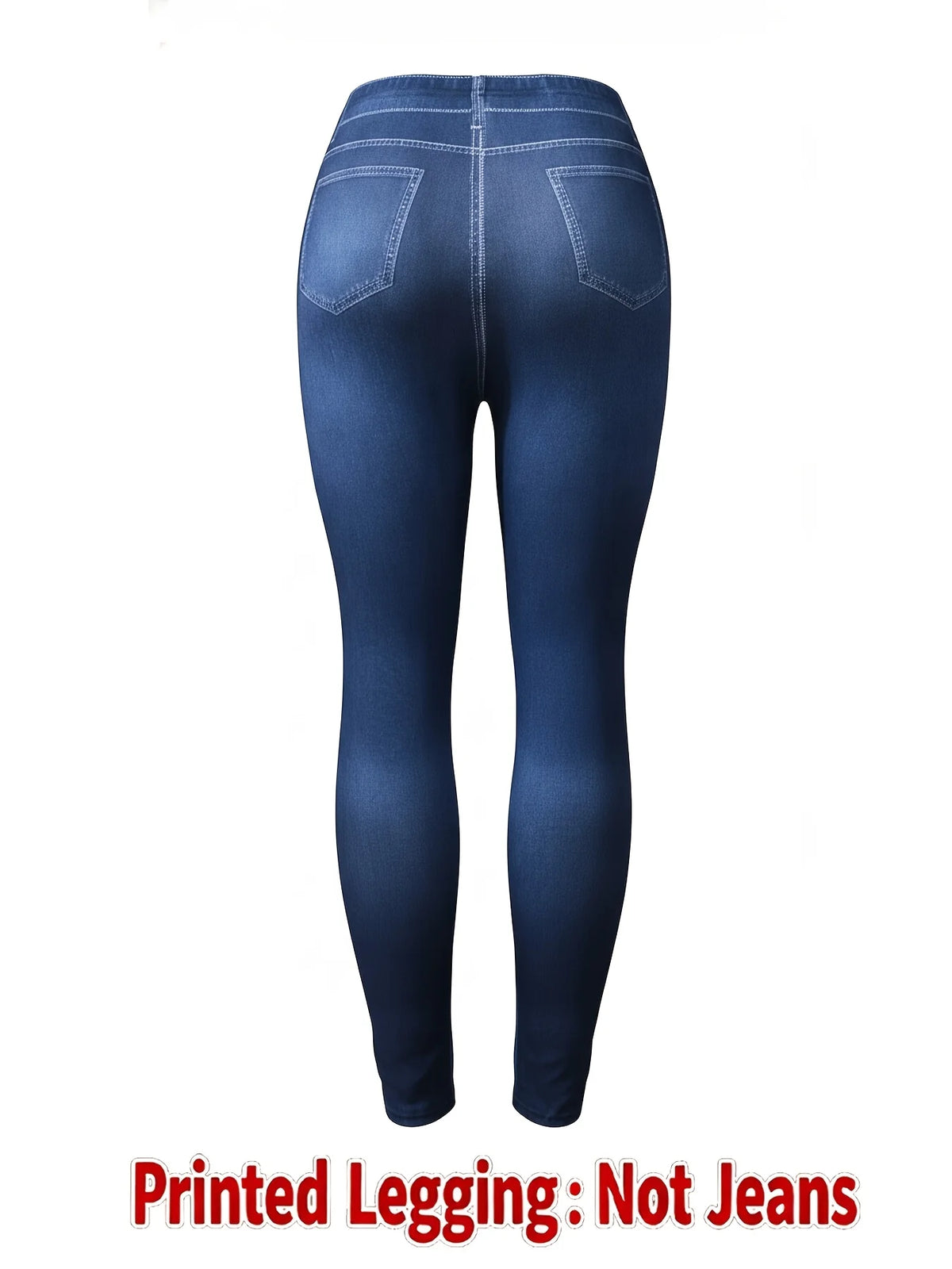 Women Printed Leggings Not Denim Fabric, Fake Pocket & Button Print Design Pants, High Elastic Fashion Slim Fit Skinny Casual