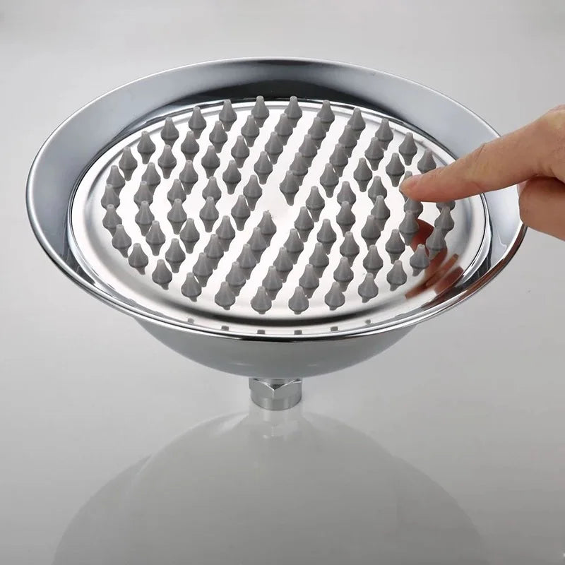 8 Inch Round Ceramic Handle Shower Head Bathroom Solid Brass Copper Rain Shower Head Waterall Hand Shower