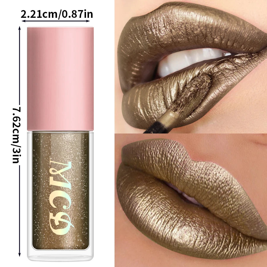 8 Colors Metallic Shimmer Lip Glaze Glitter Liquid Lipstick High Pigmented Lip Tint Lip Gloss Korean Makeup Gifts Lip Oil