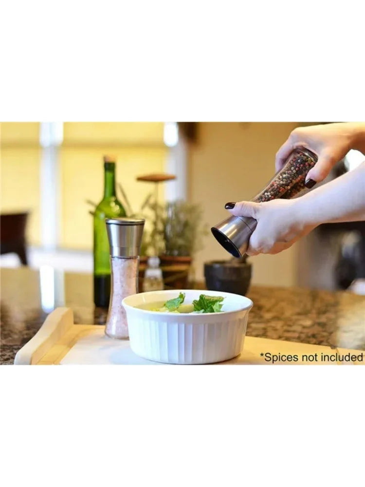 180/200ML Pepper Grinder Stainless Steel Glass Spice Bottle Salt Pepper Mill Manual Spice Grinder Mill Household Kitchen Gadgets