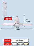 E27 with Remote LED 30W 40W Ceiling Fan Light Dimming Function Suitable for Living Room Study and Home Use 85-265V
