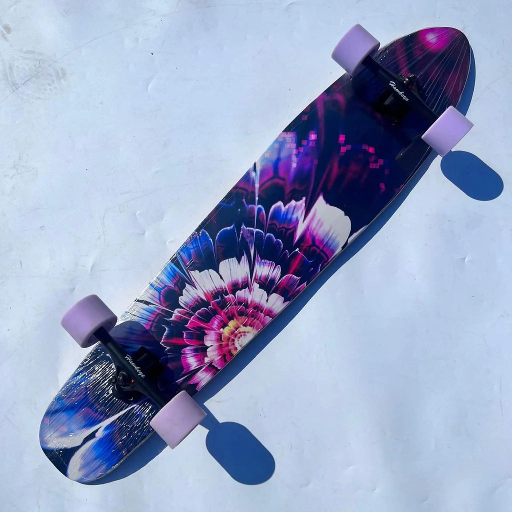 42 Inch Longboard Skateboard Complete Cruiser Single Kicktail Maple Wood for Adults Teens Beginners Dancing Street Sports