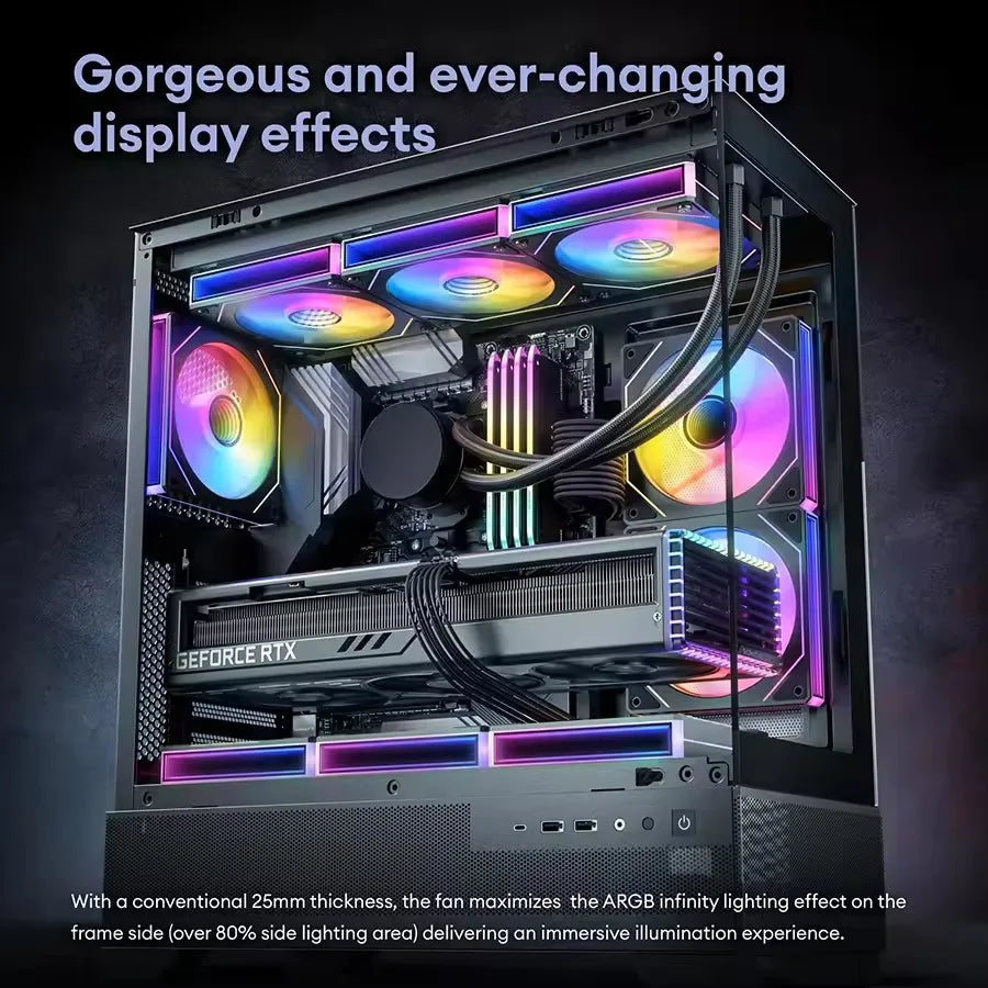 ICE Whale Prism 7 PRO ARGB PC Case Fan 120mm Infinity Mirror Design Motherboard Lighting Sync 4PIN PWM CPU Cooler Fan Ventilador